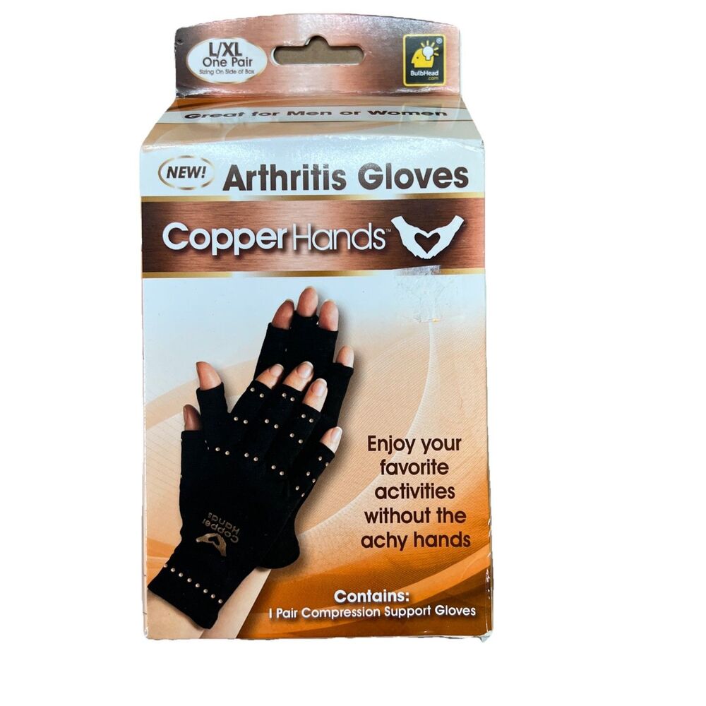 Copper Hands Arthritis Compression Support Gloves, L/XL Men or Women NEW IN BOX